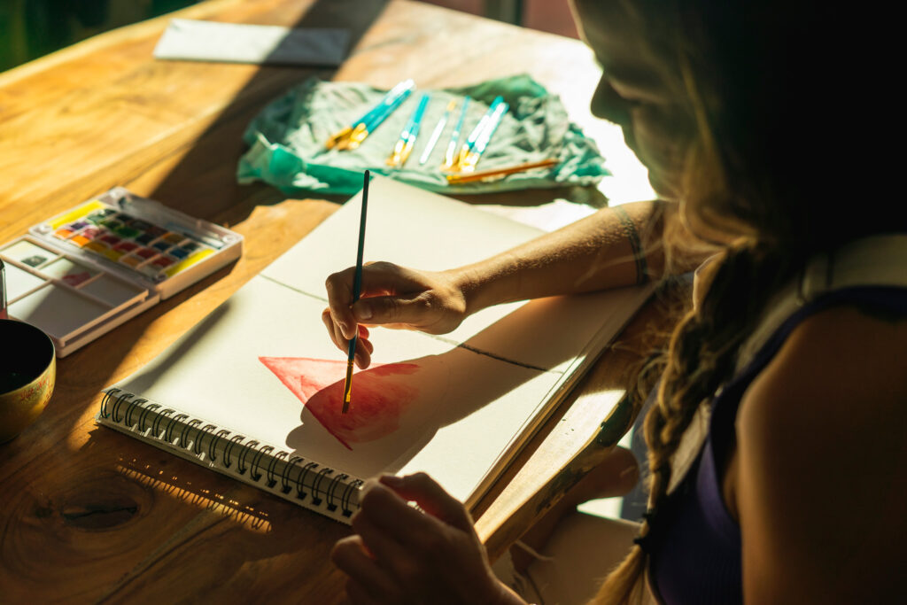 a girl painting