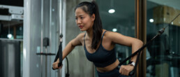 A woman strength training