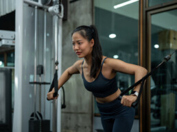 A woman strength training