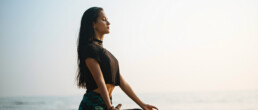 A woman doing breathwork
