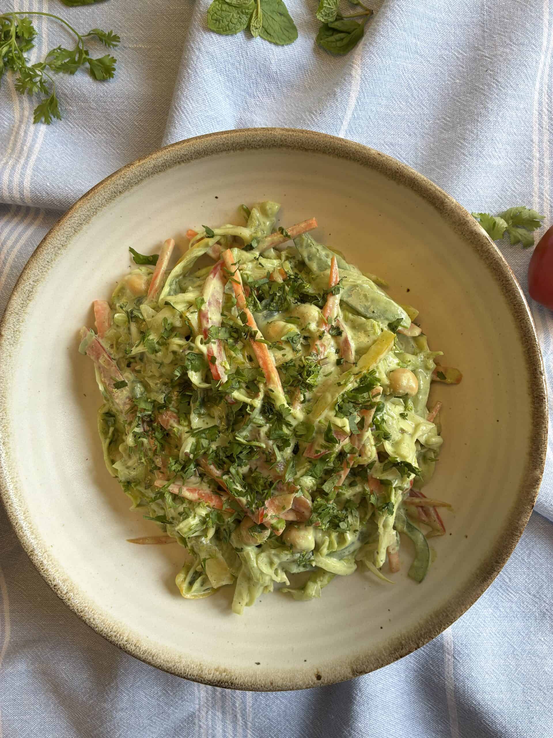 Salad with creamy Tofu dressing - Madhavi Shilpi