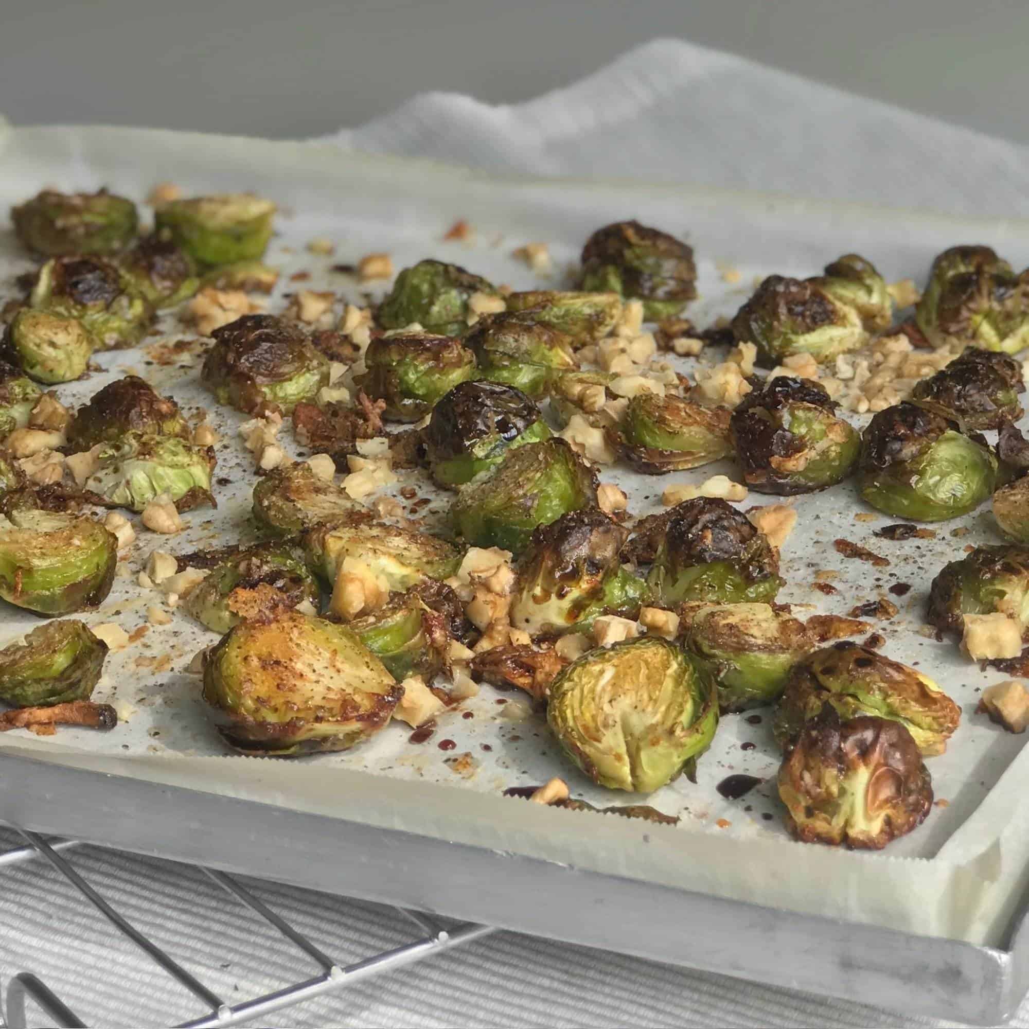 Balsamic & Parmesan Roasted Brussels Sprouts - Madhavi Shilpi