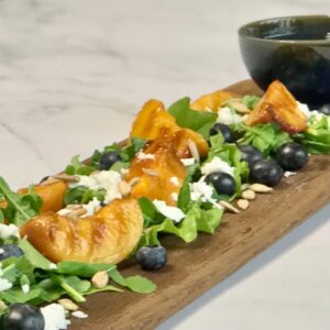 grilled peach and blueberry salad