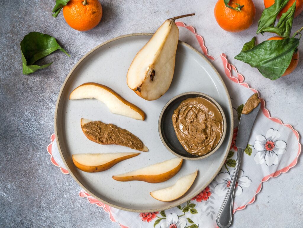 fruit slices with nut butter
