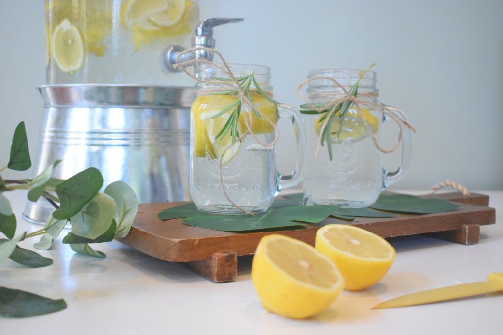 glasses of lemon water